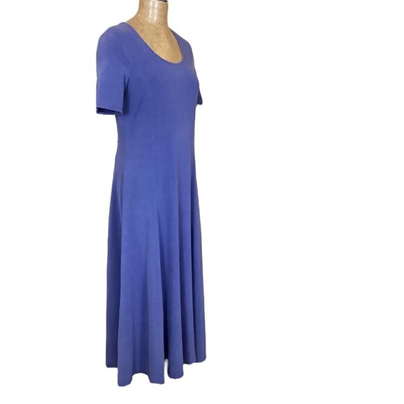 Chadwicks of Boston Midi Dress Short Sleeve Swing Skirt Cotton Sz M Blue 275B - Picture 3 of 7